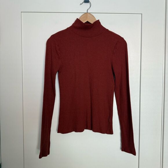Faherty Tops - Faherty Top Womens Sz S Rust Red Legend Rib Rosco Turtleneck Long Sleeve
